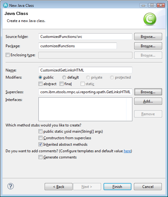 Creating CustomizedGetLinksHTML class