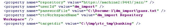 setup properties values