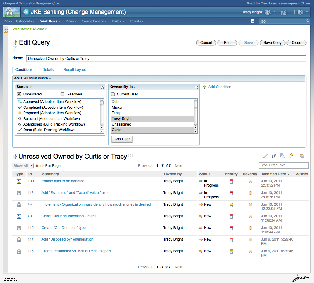 Query editor and query results