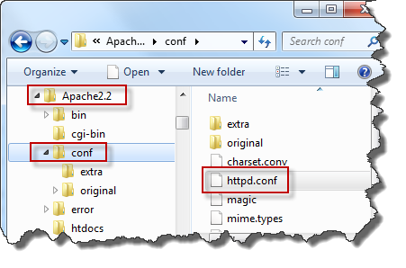 location of Apache™ httpd.conf in <Apache_installDir>/conf