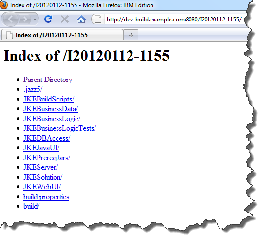 The build output folder from the external link displayed in the browser