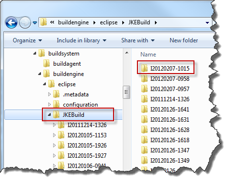 The build output root folder with the contained build output folders.