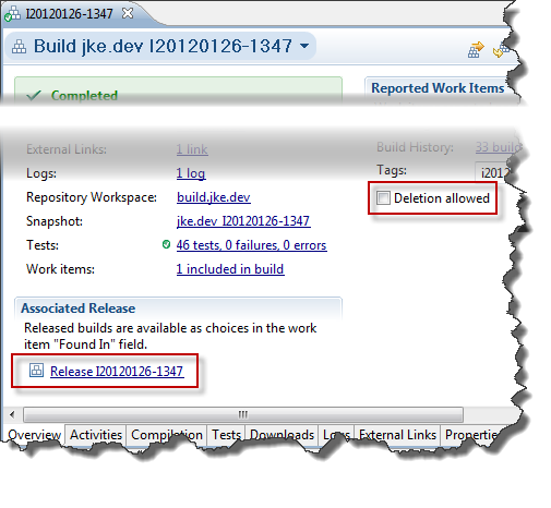 A buid result is related to a release and can not be deleted. The 'Deletion Aallowed' checkbox provides an override.