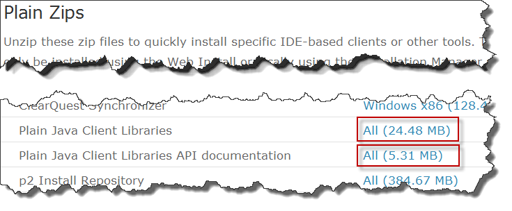 Sownload of the Plain Java Client Libraries