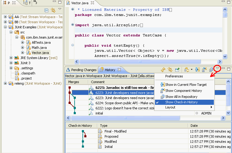 Check-in History of Vector.java