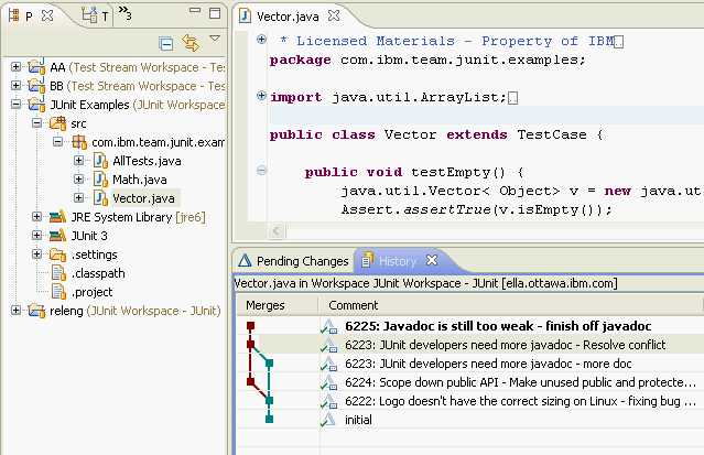 History view of          Vector.java