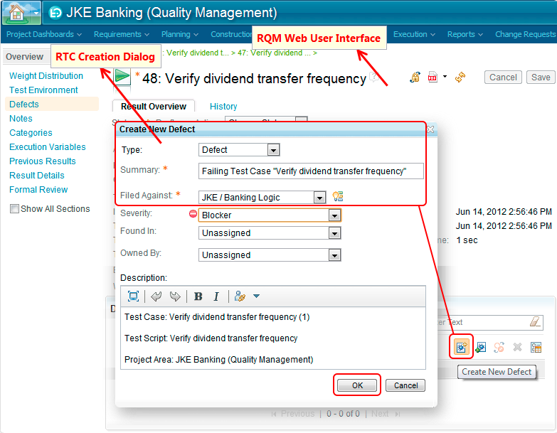 Change Request Creation Dialog