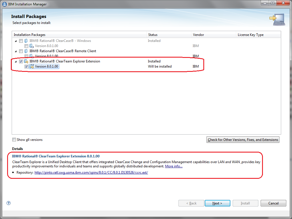 Install Rational ClearTeam Explorer Extension