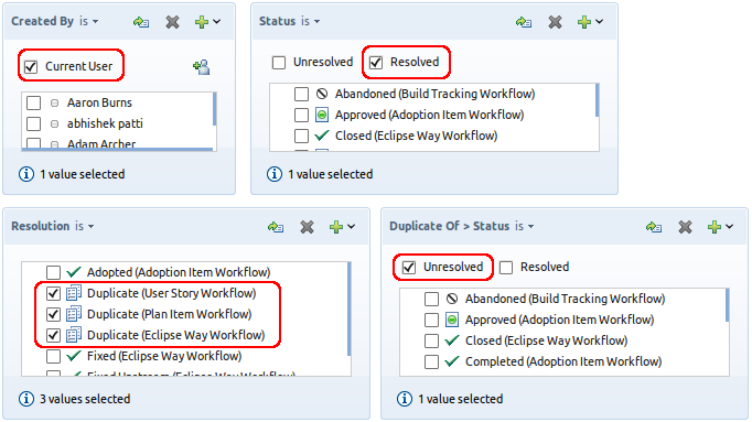 Find all work items that you created which were resolved as duplicates and whose duplicates are still unresolved