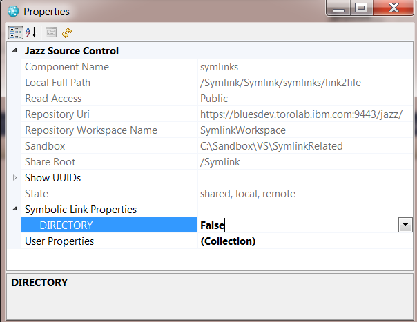 VS symlink properties