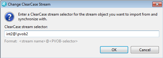 Change ClearCase Stream dialog