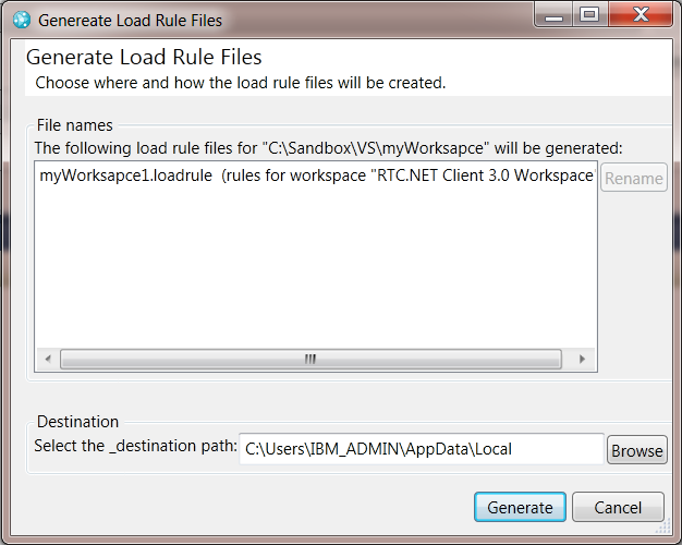 Generate Load Rule dialog