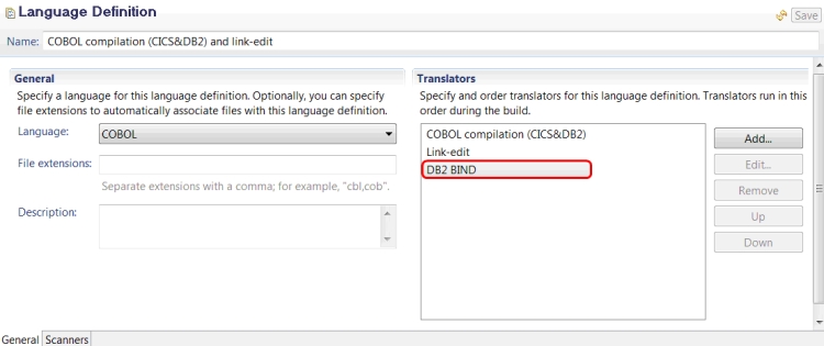 DB2 language definition with bind step