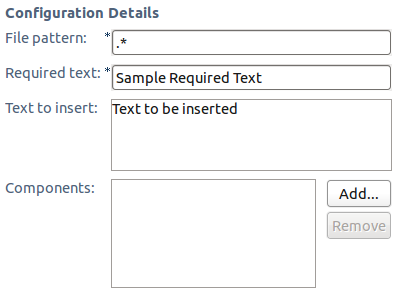 Example of Required Content configuration editor.