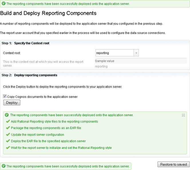 Build and deploy reporting components page.