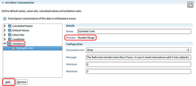 Configure the validator