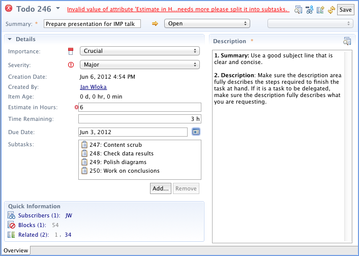 A custom Todo item in the editor as shown in the Eclipse UI
