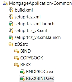 zComponent project containing REXX bind scripts