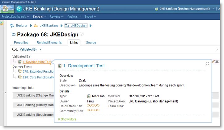 Figure 4. The Links tab of an RSADM resource.