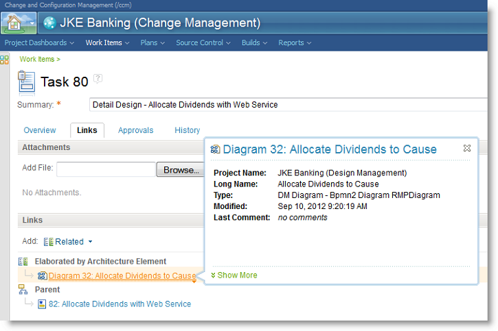 Figure 10. A Link to a RSADM resource in the RTC UI