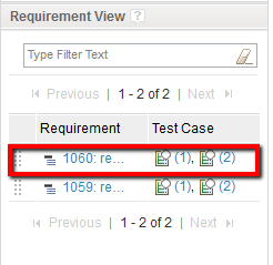 Requirement View in test script editor