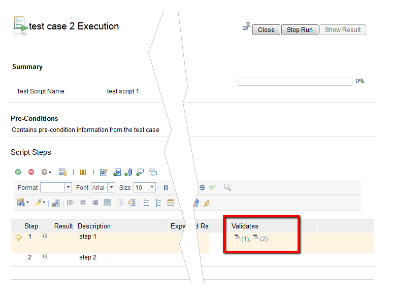 Validate the requirements during running test execution