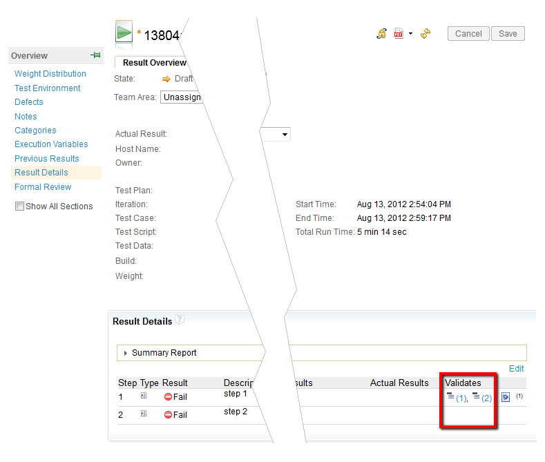 Validate the requirements in the test execution result