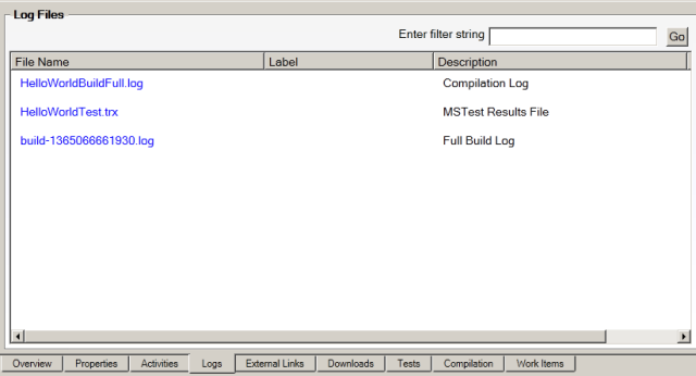 Build Results Logs