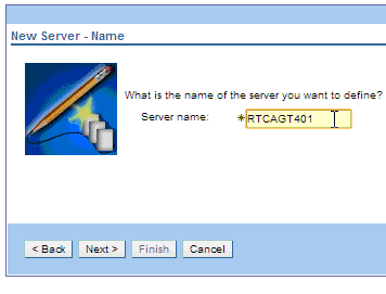 New Server wizard: server name