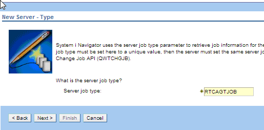 New Server wizard: server job type