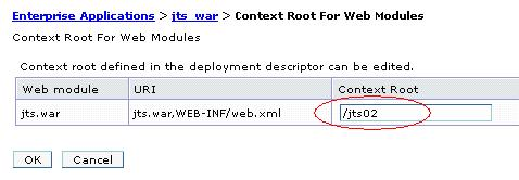 Context Root for Web Modules - /jts02