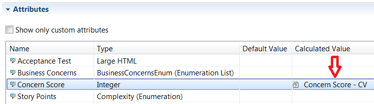 Attribute table shows new customization