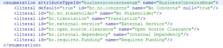 Updated set of enumeration id values