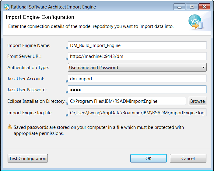 RSA import configuration