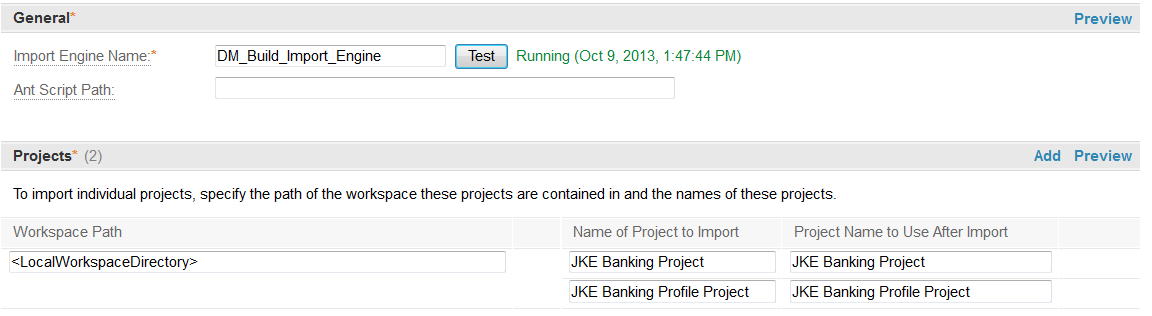 DM import configuration