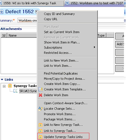 Fig3: Update Synergy Task links