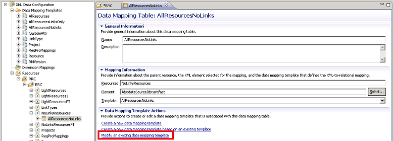 modify          Data Mapping Template