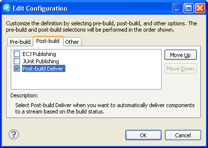 Adding "Post-build Deliver" to an existing build definition. Step 2.