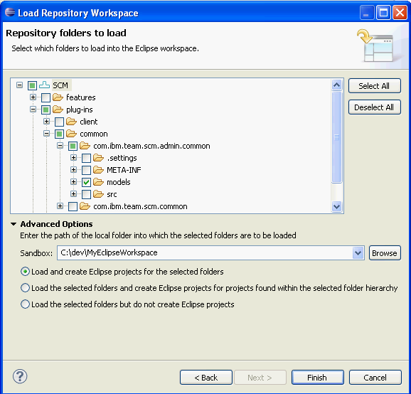 Folder          Selection Page of Load Wizard