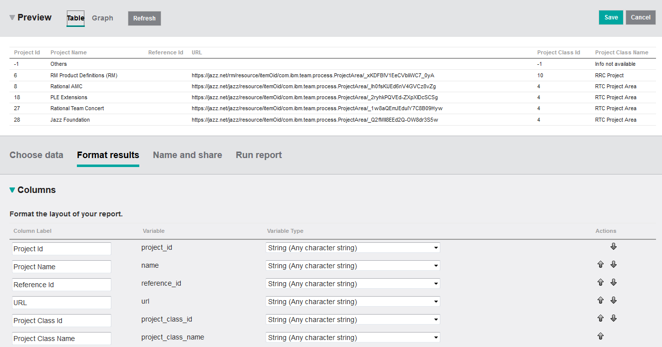 Preview of project list