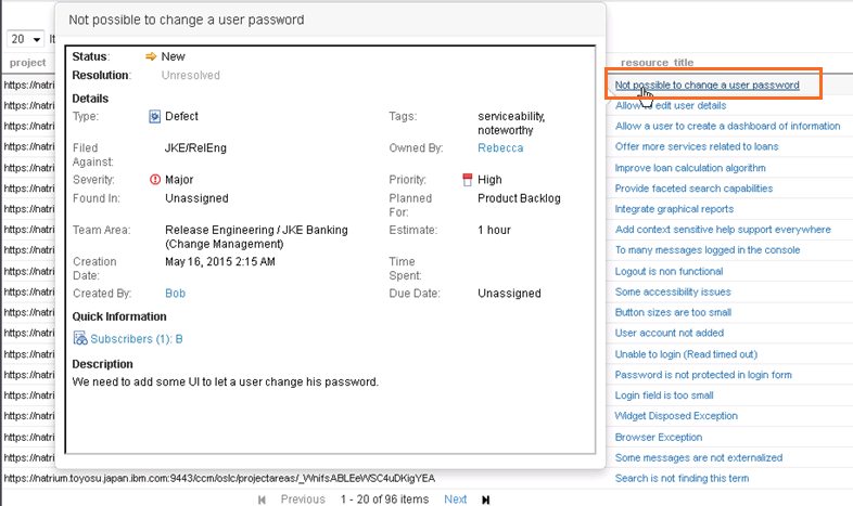 Query results shown as hyperlinks and labelled with the title defined in the Report Builder 6.0