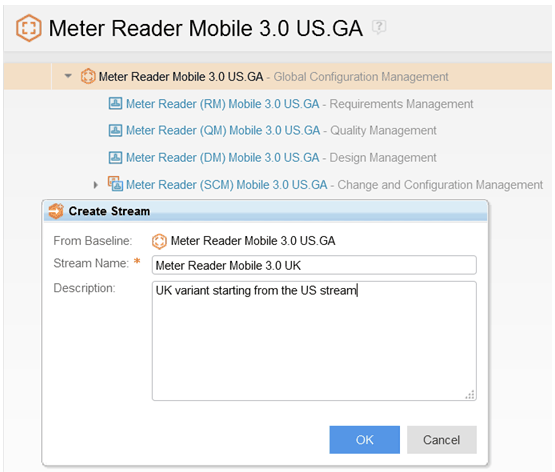 Image shows Create Stream dialog box with UK variant changes