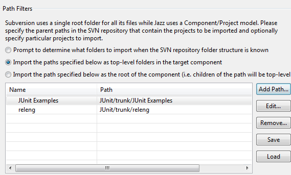 Enter the folders to import