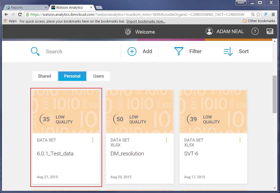 Watson Analytics - Select Result set