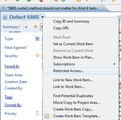 Restrict Access to Work Item