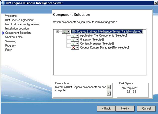 installation wizard - select Components to install