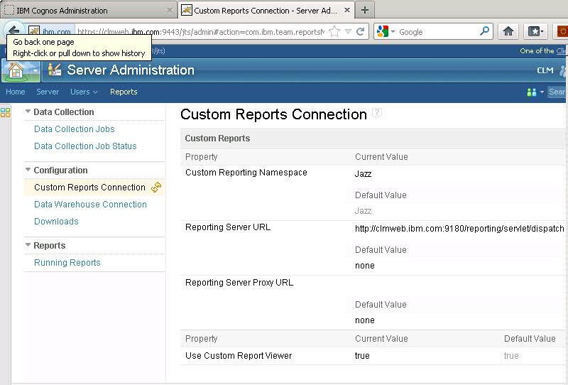 custom reports connection