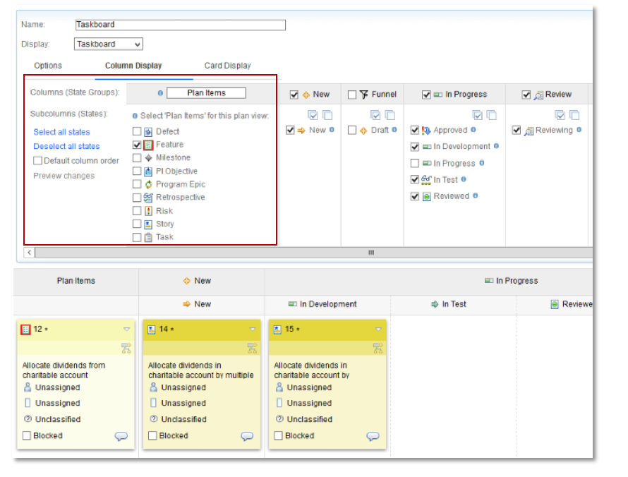 Configurable Taskboards