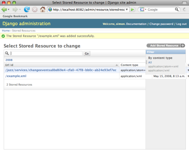 Admin Web UI Resource Saved