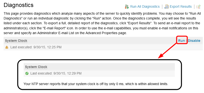 rerun clock diagnostics